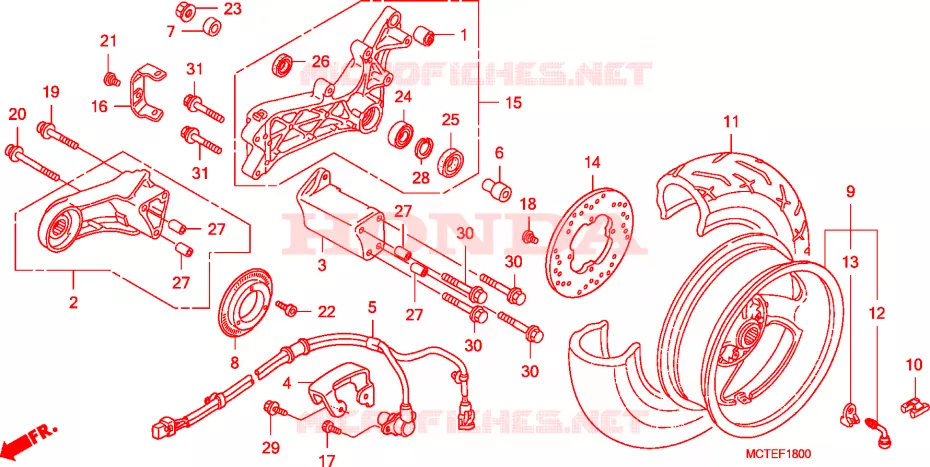 ACHTER WIEL Honda SCOOTER 600 SILVERWING 2007  FJS600A6