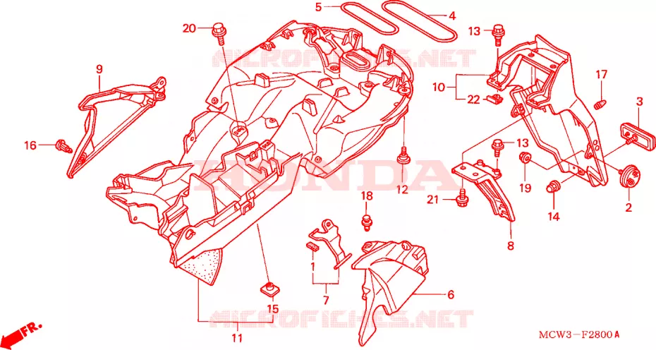 ACHTER STROOMLIJNKAP Honda MOTO 800 VFR 2004  VFR800A2