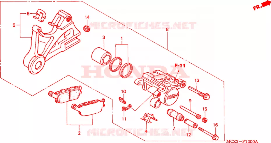 ACHTER REMKLAUW Honda MOTO 900 HORNET 2006  CB900F5