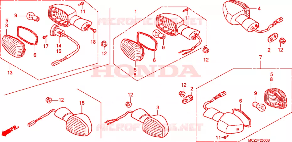 KNIPPERLICHT (E/ED/EK/F/G/H/KO) Honda MOTO 900 HORNET 2007  CB900F5