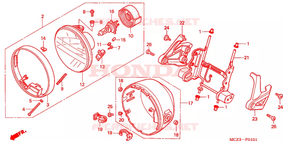 KOPLAMP (CM/U) Honda MOTO 900 HORNET 2007  CB900F7