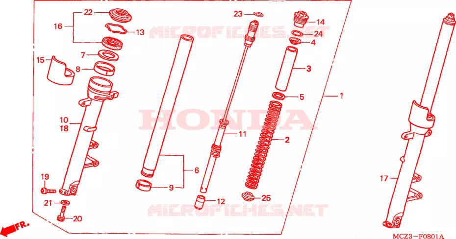 VOOR VORK (CB900F4/5/6/7) Honda MOTO 900 HORNET 2006  CB900F5