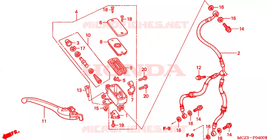 VOORREM HOOFDCILINDER Honda MOTO 900 HORNET 2006  CB900F6