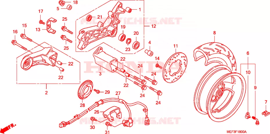 ACHTER WIEL Honda SCOOTER 400 SILVERWING 2011  FJS400D9