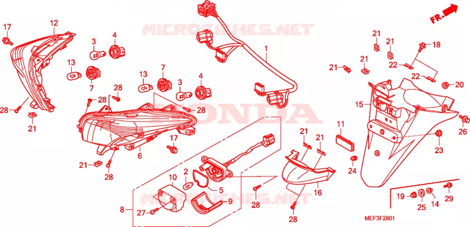 ACHTERLICHT/ACHTER STROOMLIJNKAP(FJS400D9/FJS400A) Honda SCOOTER 400 SILVERWING 2012  FJS400D9