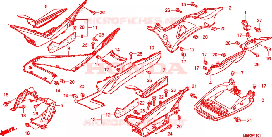 VLOER OPSTAP/ONDER AFDEKKING(FJS400D9/FJS400A) Honda SCOOTER 400 SILVERWING 2013  FJS400D9
