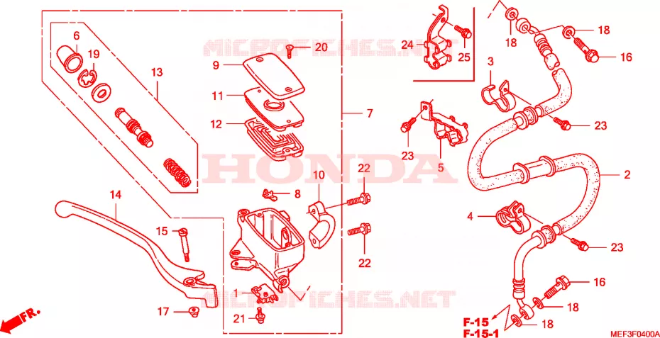 VOOR REM HOOFD CILINDER Honda SCOOTER 400 SILVERWING 2011  FJS400D9