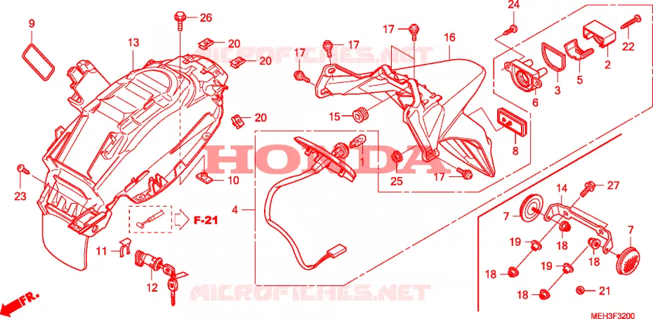 ACHTER STROOMLIJNKAP Honda MOTO 700 DN01 2010  NSA700A9