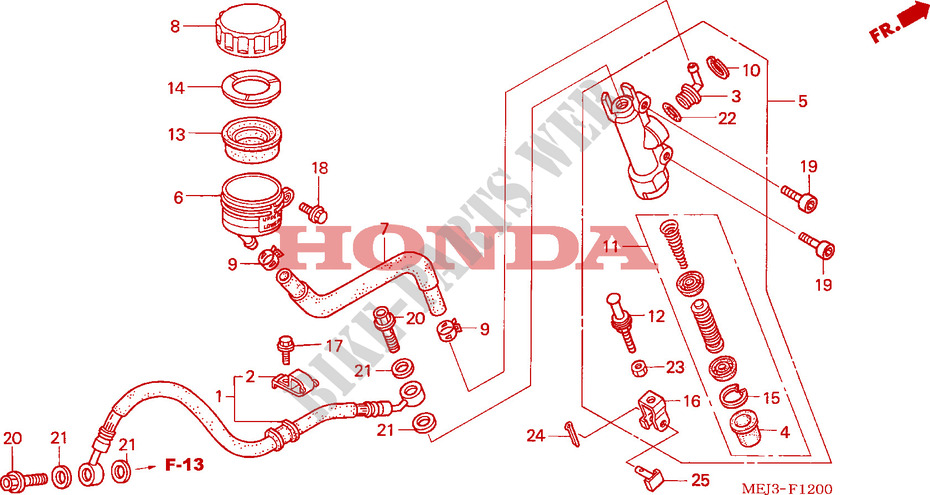 A., REM HOOFD CILINDER(CB1300/F/F1/S) voor Honda CB 1300 TWO TONE 2003