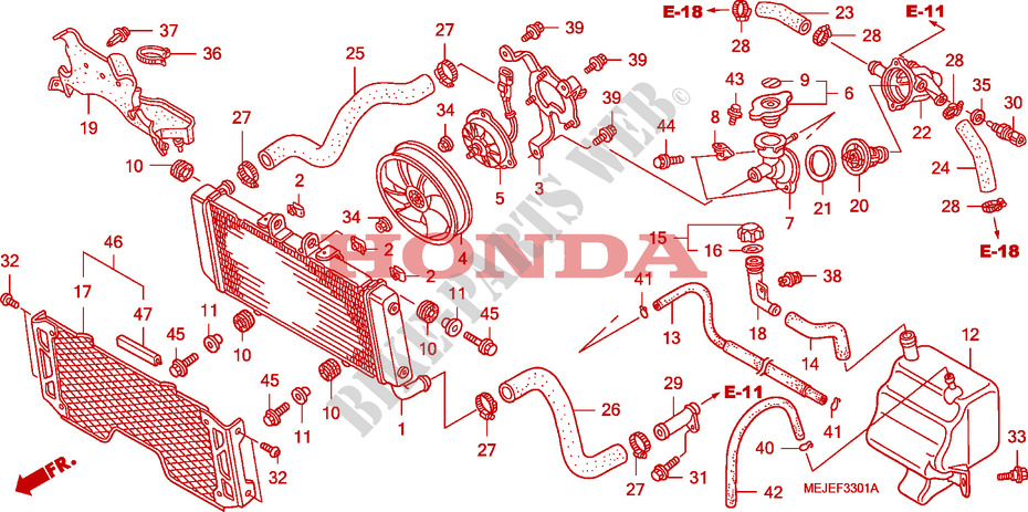 RADIATEUR  voor Honda CB 1300 ABS FAIRING 2006