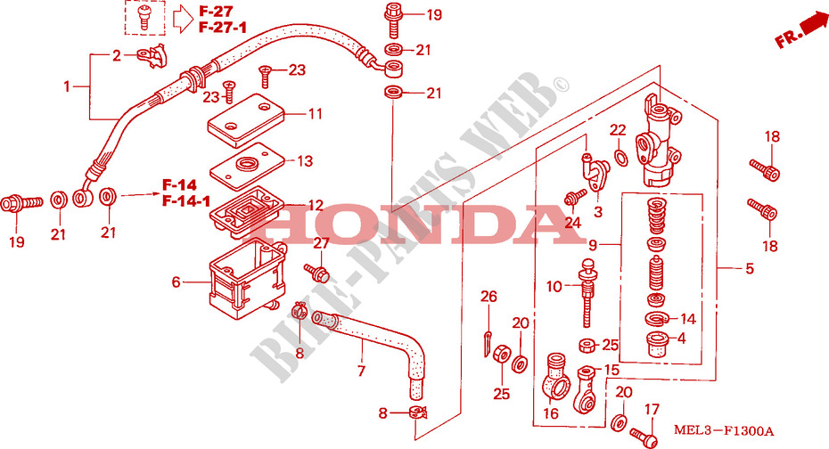 ACHTER REM HOOFD CILINDER voor Honda CBR 1000 RR FIREBLADE HRC 2007