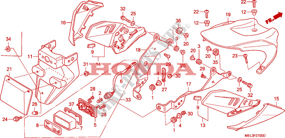 ACHTER STROOMLIJNKAP  voor Honda CBR 1000 RR FIREBLADE 2004