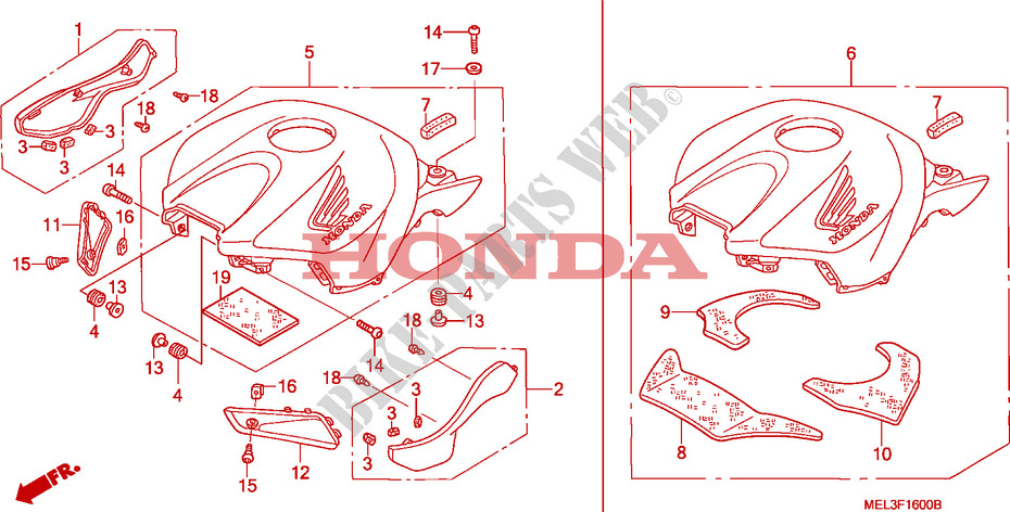 BOVENSTE BESCHUTTING voor Honda CBR 1000 RR FIREBLADE 2004