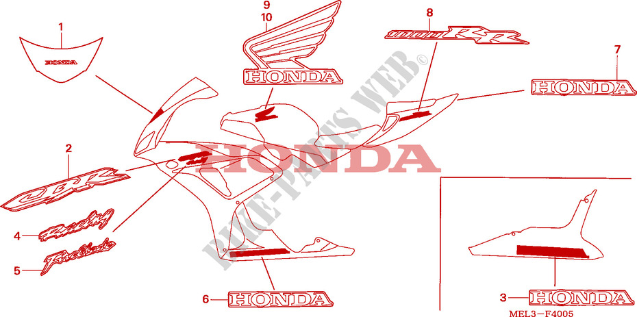 STREEP/MERK(6) voor Honda CBR 1000 RR FIREBLADE 2006