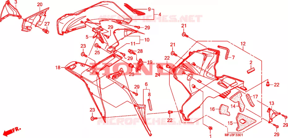ONDER KAP(R.)(CBR600RR9,A,B/RA9,A,B) Honda MOTO 600 CBR 2009  CBR600RA9