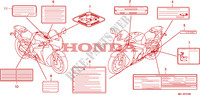 WAARSCHUWINGSLABEL(1) voor Honda CBR 1000 RR FIREBLADE BLACK 2010