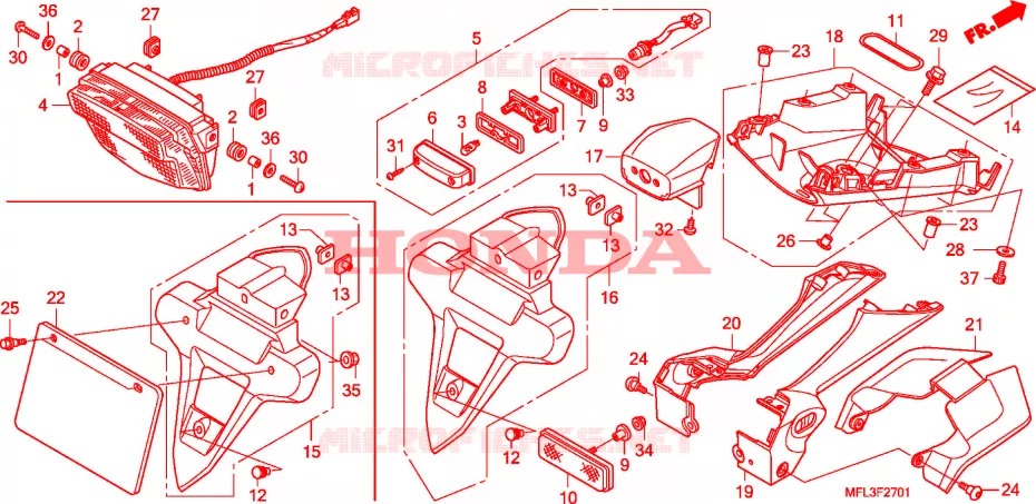 ACHTERLICHT(CBR1000RRA,B/RAA,B) Honda MOTO 1000 CBR 2010  CBR1000RAA