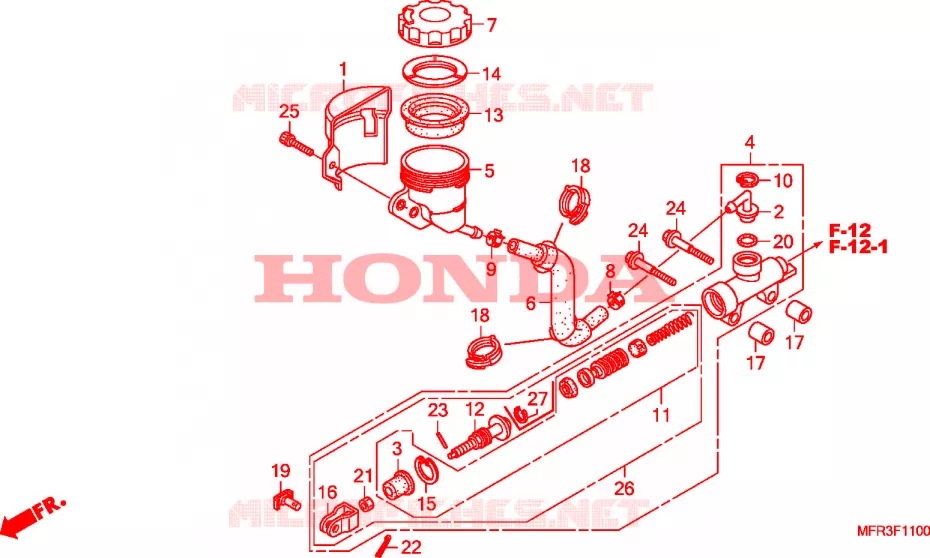 A., REM HOOFD CILINDER Honda MOTO 1300 VT 2011  VT1300CXA