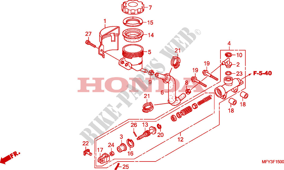 A., REM HOOFD CILINDER voor Honda VT 1300 STATELINE 2011