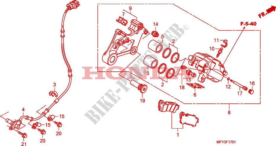 ACHTER REMKLAUW voor Honda VT 1300 C ABS 2010