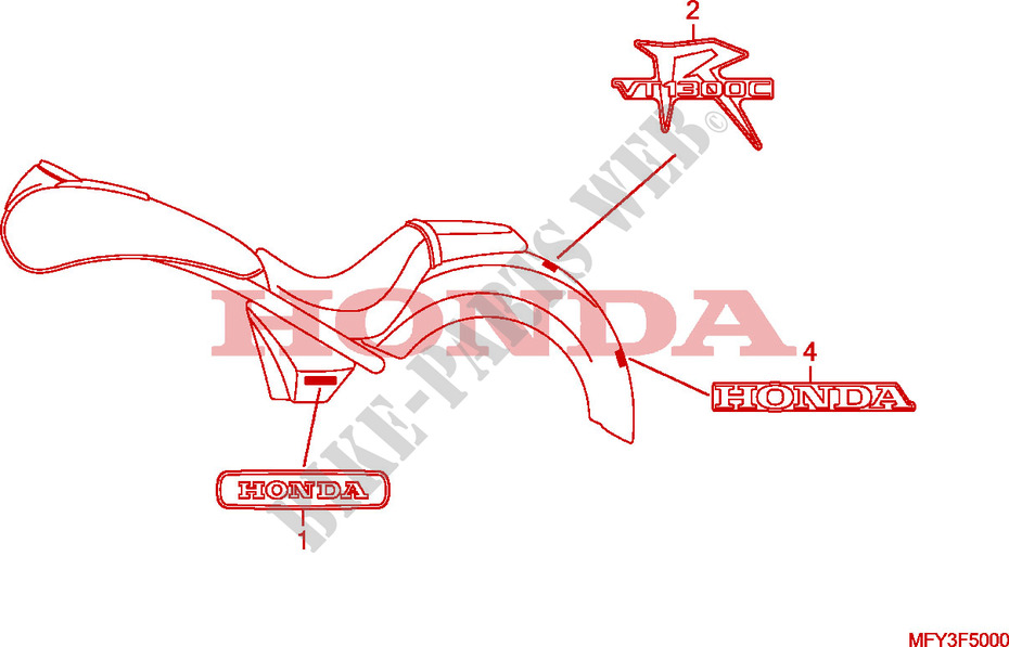 EMBLEEM/MERK(VT1300CR/CRA) voor Honda VT 1300 STATELINE 2011