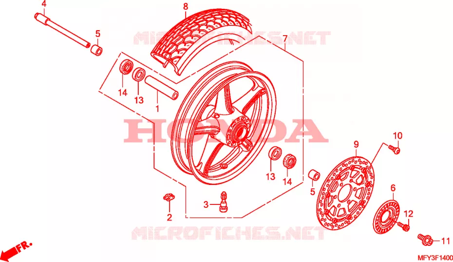 VOOR WIEL(VT1300CR/CRA) Honda MOTO 1300 VT 2011  VT1300CRAB
