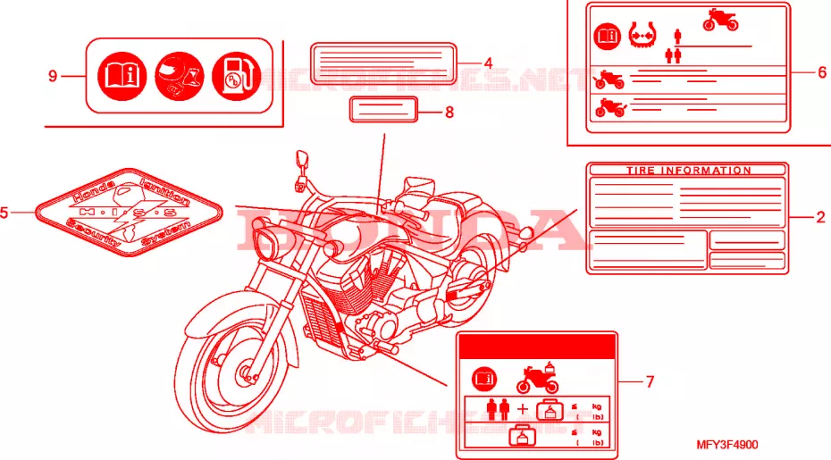WAARSCHUWINGSLABEL(VT1300CR/CRA) Honda MOTO 1300 VT 2011  VT1300CRB