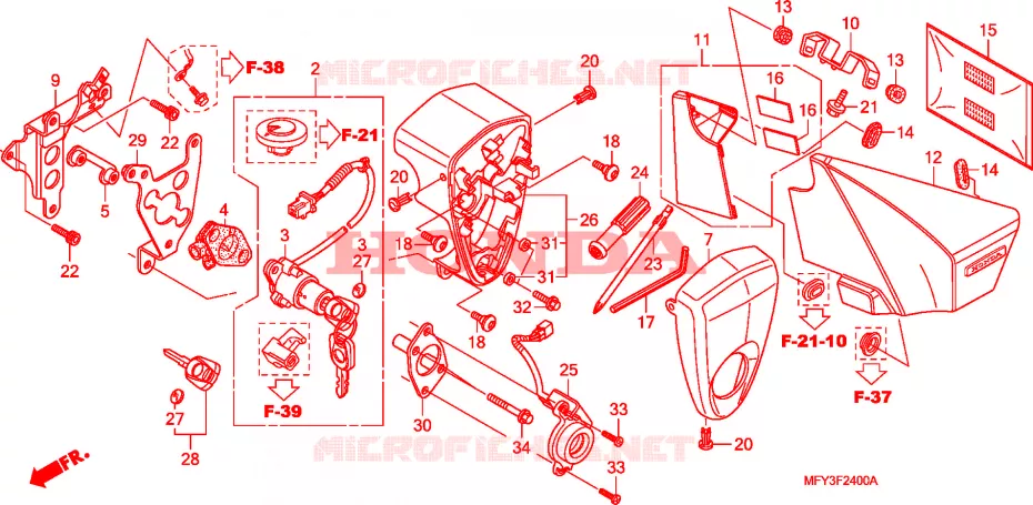 ZIJ-AFDEKKING/GEREEDSCHAP/COMBINATIESCHAKELAAR Honda MOTO 1300 VT 2011  VT1300CRB