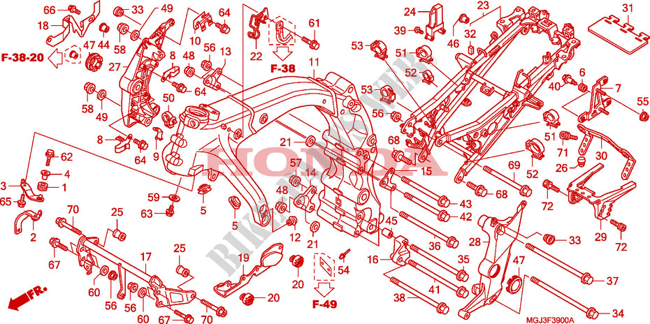 FRAME CHASSIS voor Honda CBF 1000 F ABS 2010