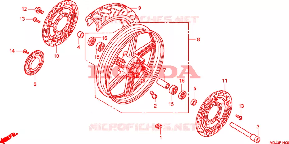 VOOR WIEL Honda MOTO 1000 CBF 2010  CBF1000FSA