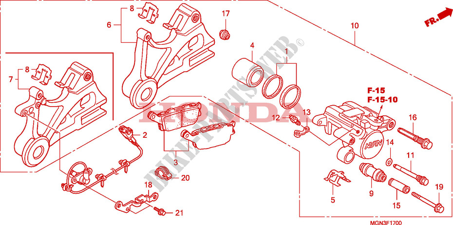 ACHTER REMKLAUW voor Honda CBF 600 FAIRING ABS 34HP 2010