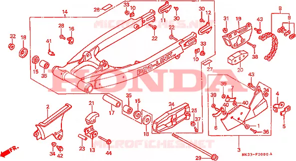 ACHTER VORK/KETTINGKAST Honda MOTO 600 XR 1987  XR600RG