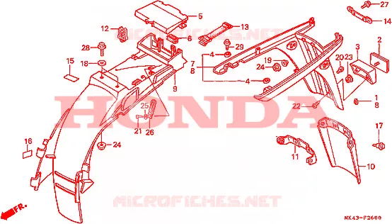 ACHTER STROOMLIJNKAP Honda MOTO 500 XBR 1985  XBR500F