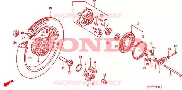 ACHTER WIEL(2) Honda MOTO 500 XBR 1988  XBR500SJ