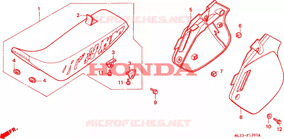 ZITTING/ZIJ-AFDEKKING (CR500RM-) Honda MOTO 500 CR 1995  CR500RS