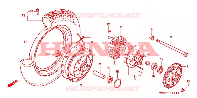 ACHTER WIEL Honda MOTO 450 REBEL 1987  CMX450CH