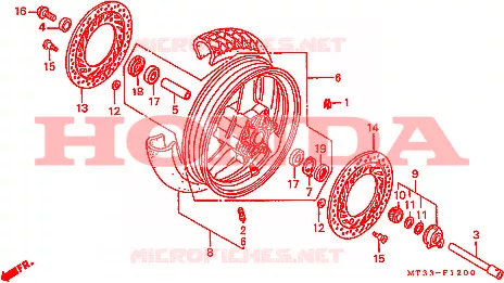 VOOR WIEL (ST1100L/M/N/P/R) Honda MOTO 1100 PAN-EUROPEAN 1991  ST1100L