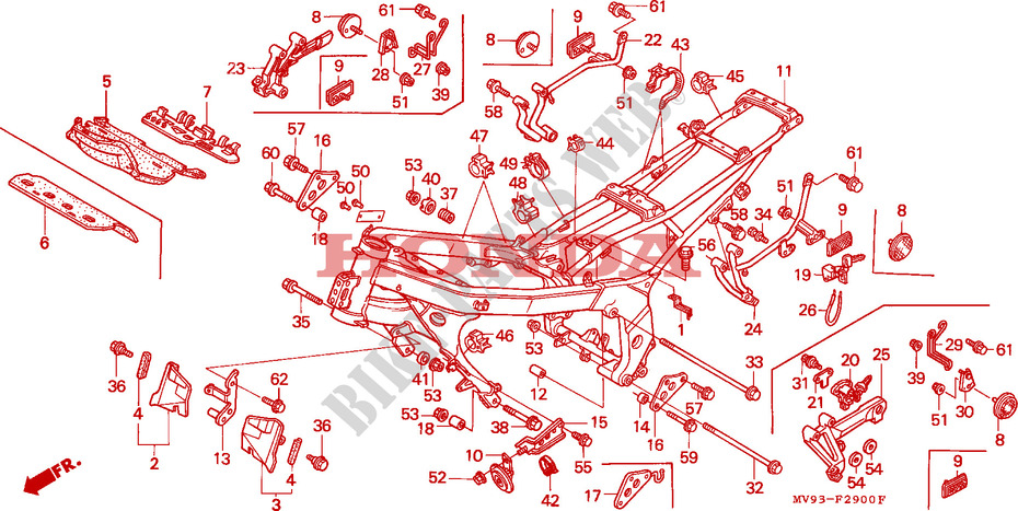 FRAME CHASSIS voor Honda CBR 600 F 34HP 1995