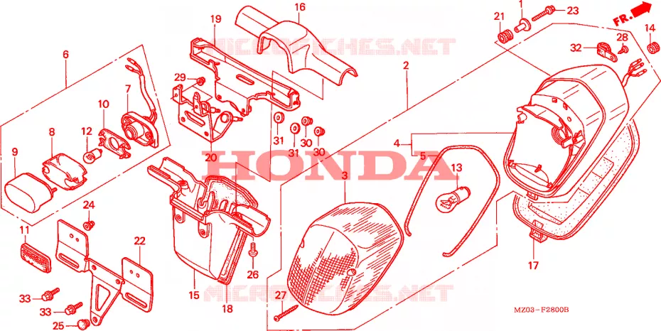 ACHTERLICHT(1) Honda MOTO 1500 GOLD-WING 2000  GL1500CTY