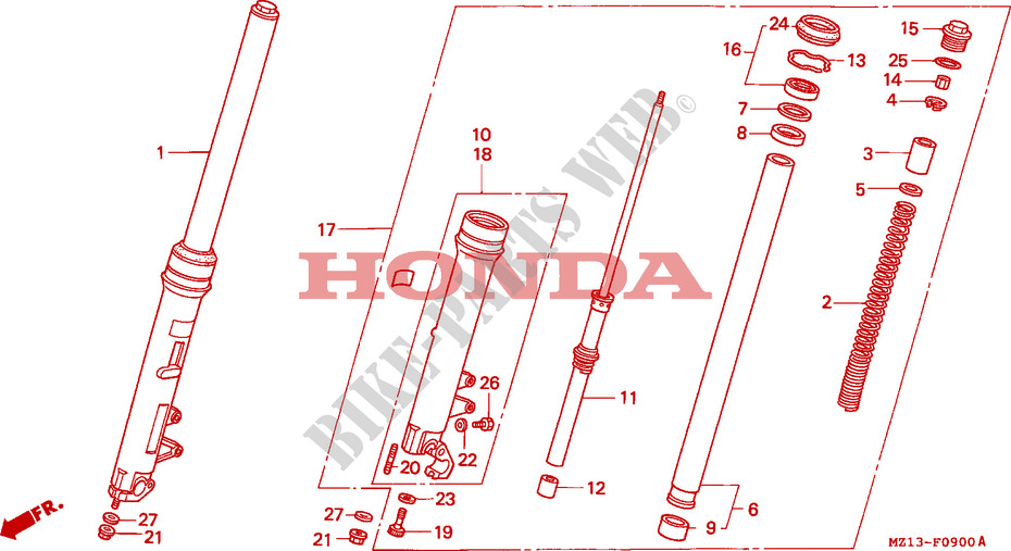VOOR VORK voor Honda BIG ONE 1000 50HP 1993