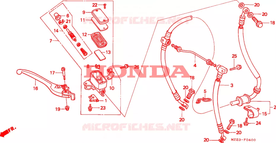 VOORREM HOOFDCILINDER Honda MOTO 1000 CBR 2000  CBR1000FX