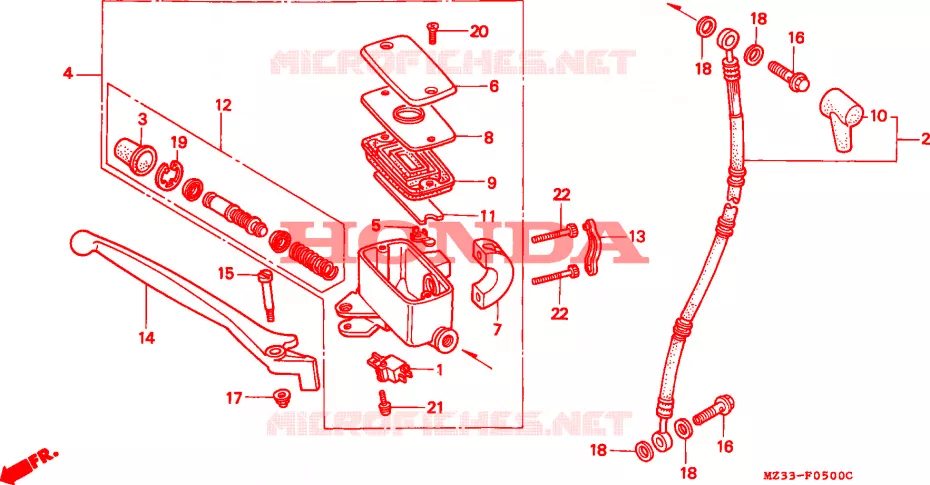 VOORREM HOOFDCILINDER Honda MOTO 1500 GOLD-WING 1996  GL1500AT