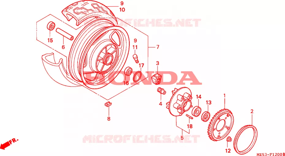 ACHTER WIEL Honda MOTO 750 VF 1996  VF750CDT