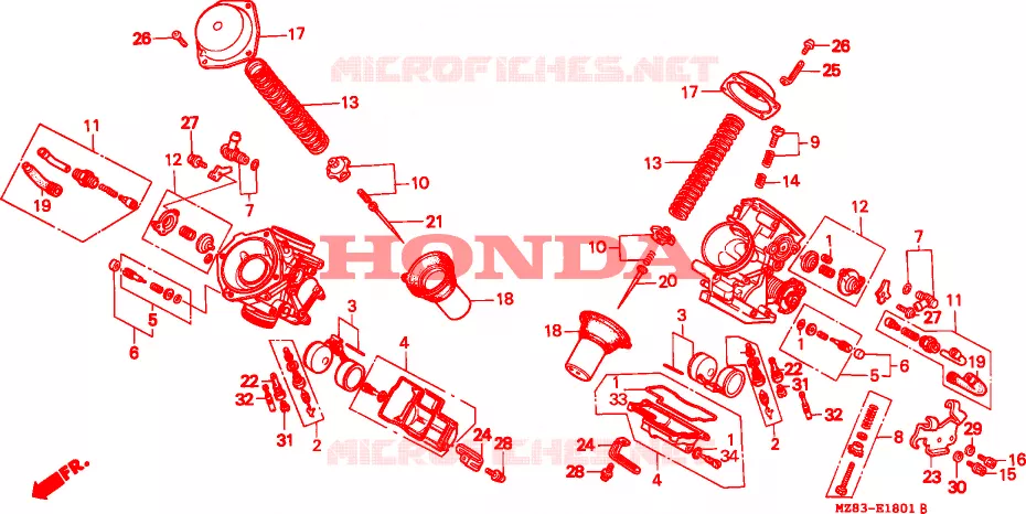 CARBURATEUR (COMPONENT ONDERDELEN) Honda MOTO 600 SHADOW 1995  VT600CS