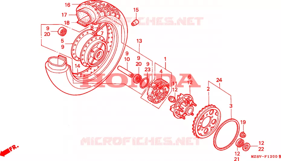 ACHTER WIEL Honda MOTO 600 SHADOW 1998  VT600CDW