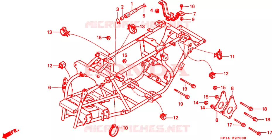 FRAME CHASSIS Honda ATV 200 FOURTRAX 1993  TRX200DP