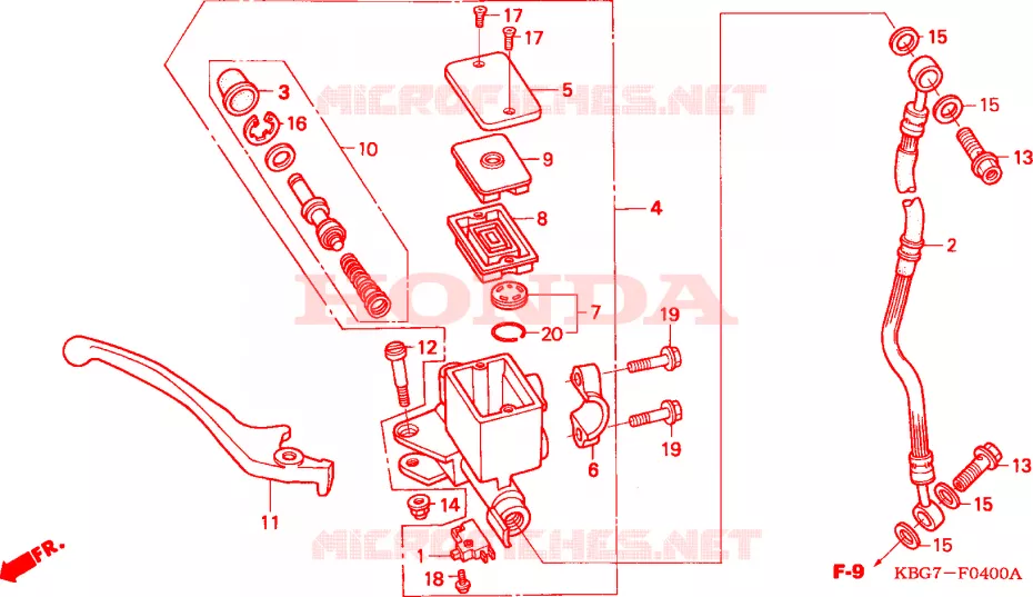 VOOR REM HOOFDCILINDER Honda MOTO 250 CB 2004  CB250P4