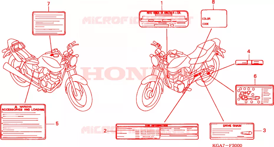 WAARSCHUWINGSLABEL Honda MOTO 125 CG 2004  CG125ES4