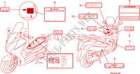 WAARSCHUWINGSLABEL(FES1259/A9)(FES1509/A9) voor Honda S WING 125 FES ABS SPECIAL 2009