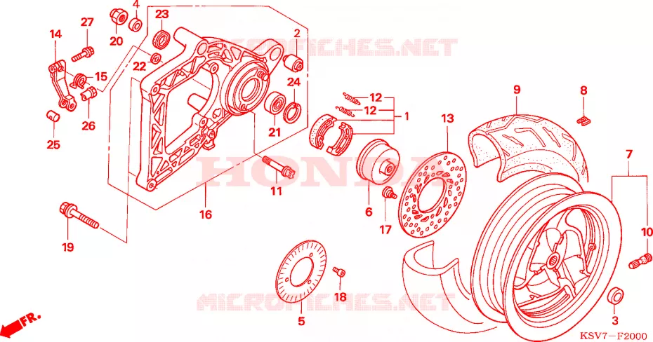 ACHTER WIEL/ZWAAI-ARM Honda SCOOTER 250 FORZA 2005  NSS250X5